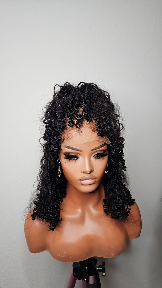 Short  Boho Knotless Box  Braided Bohemian Wig